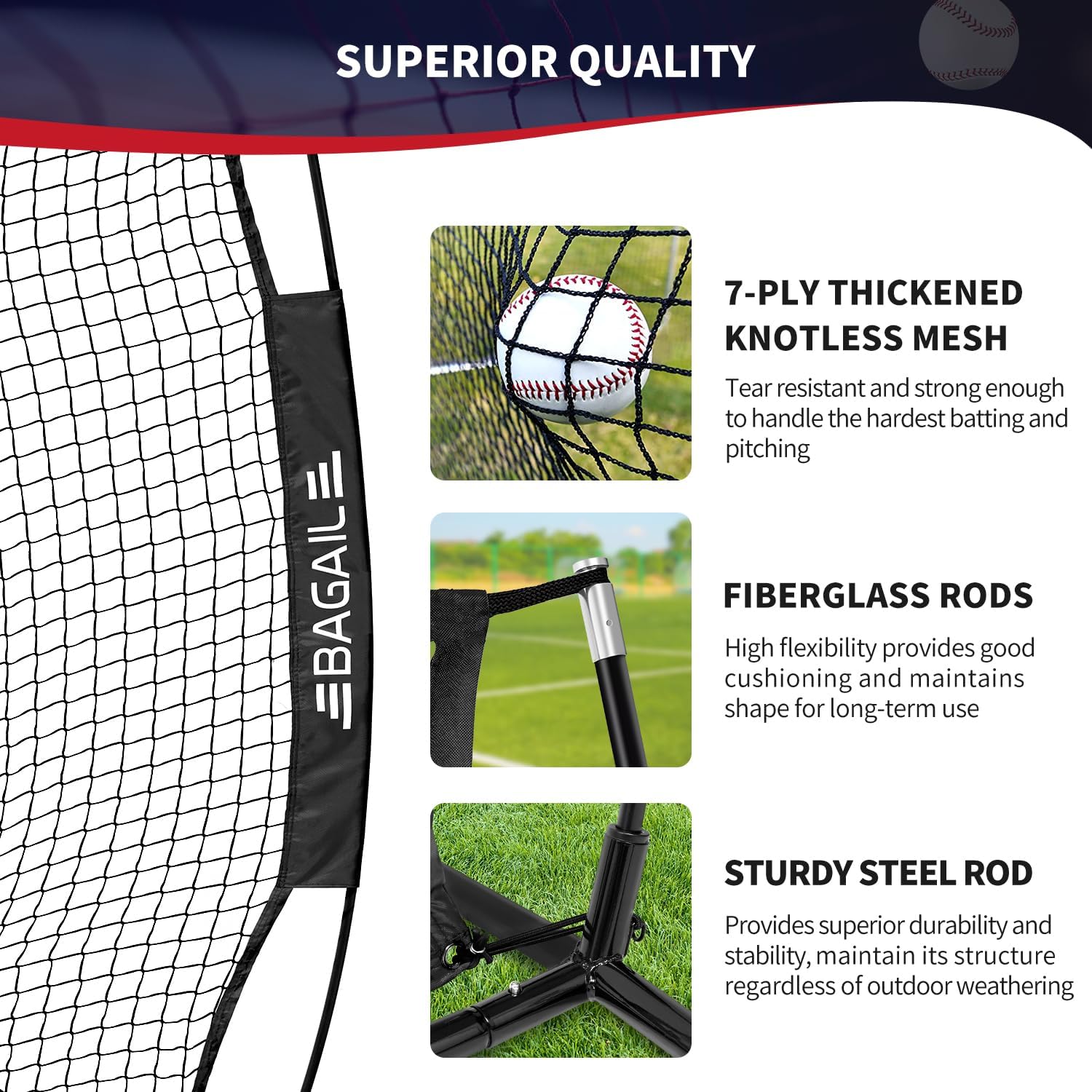 7X7 Ft Baseball & Softball Practice Net with Bow Frame for Batting, Hitting, Pitching, Portable Baseball Throwing Net with Strike Zone, Carry Bag, Baseball Training Aid for All Levels